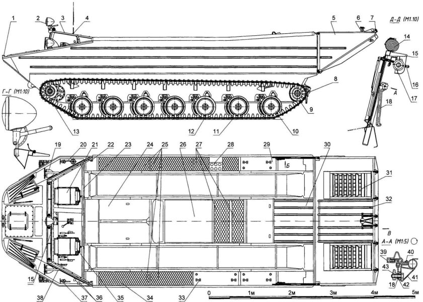 ПТС-4 плавающий Транспортер чертеж