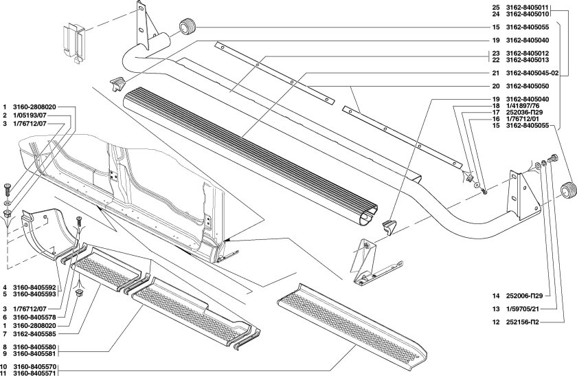 Кронштейн дуги подножки УАЗ Патриот