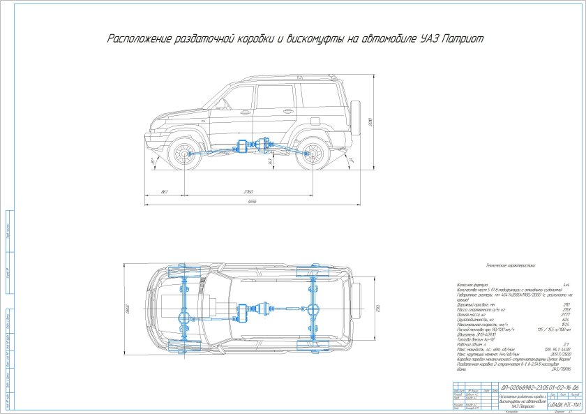 УАЗ Патриот чертеж
