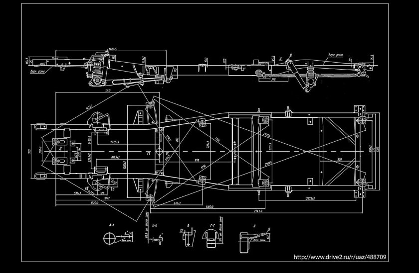 Рама УАЗ 469 чертеж