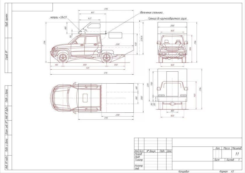 Габариты УАЗ Патриот пикап 2019