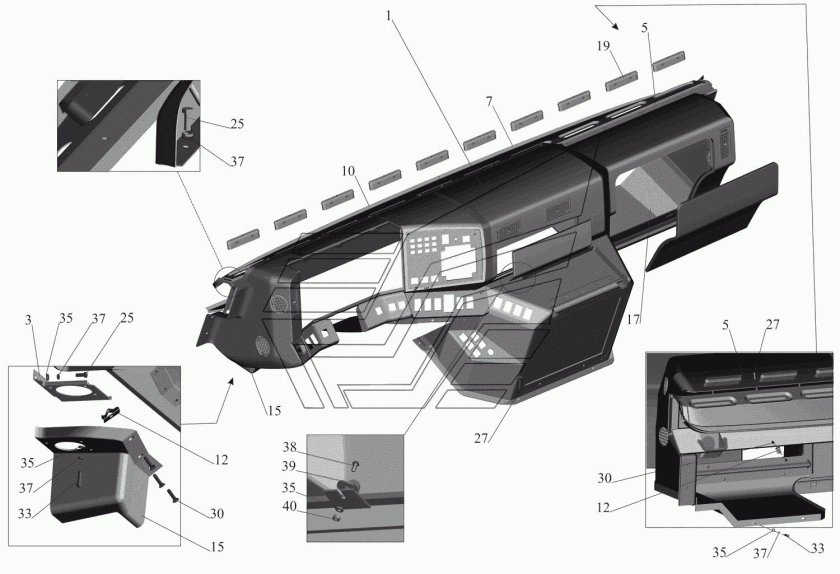 Панель торпеда МАЗ 5440