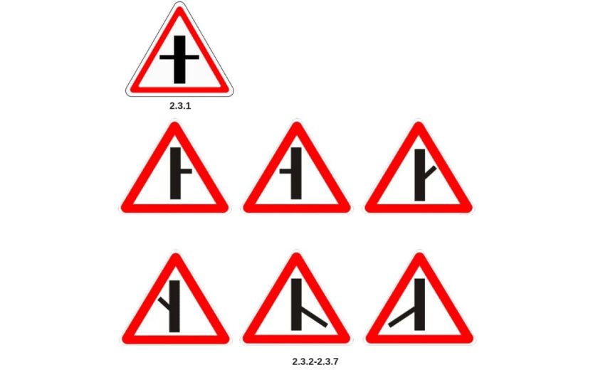 Дорожный знак 2.3.2 примыкание второстепенной дороги