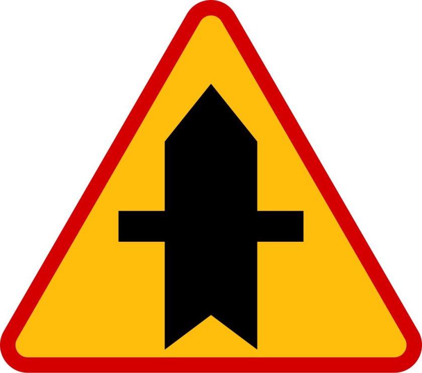 Знак дорожный 2.3 "примыкание второстепенной дороги"