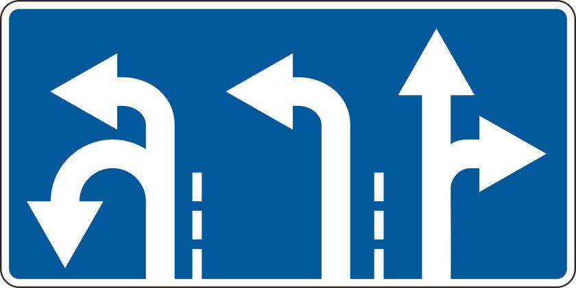 Знак движение по полосам 5.15.2 прямо и налево