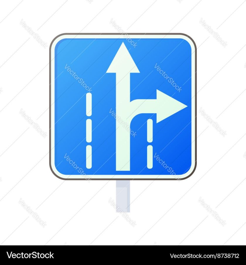 Синий знак со стрелкой прямо