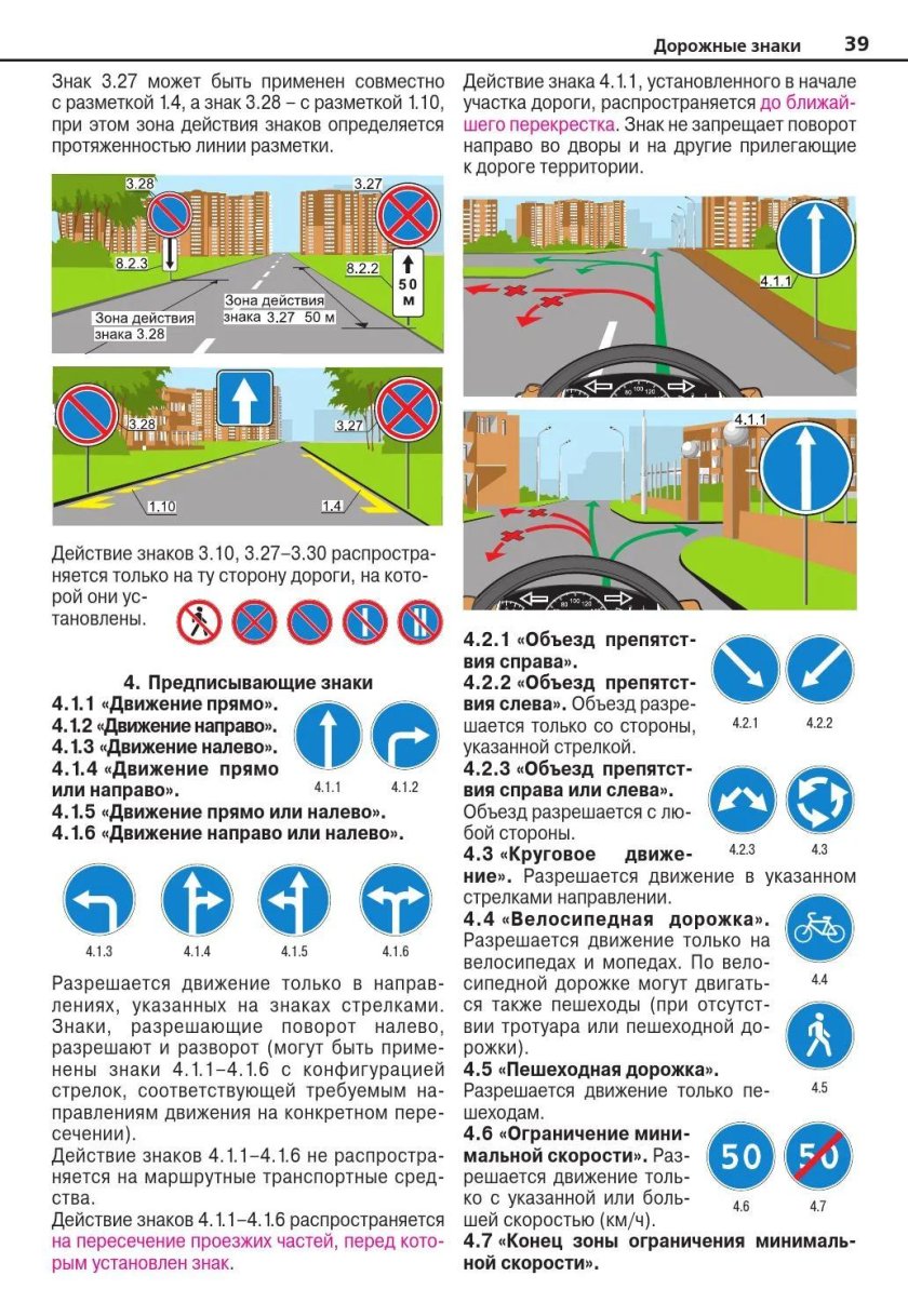 Знаки дорожного движения 4.1.1 с пояснениями