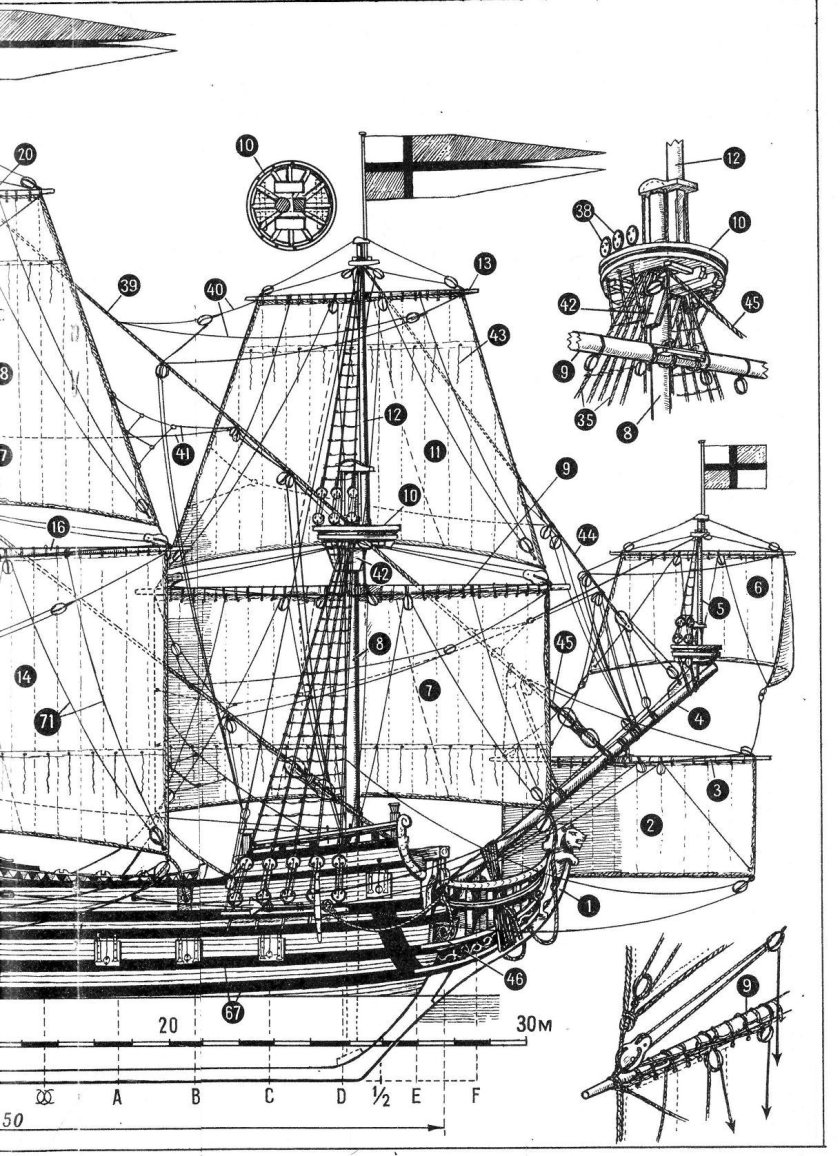 Галеон 17 века чертежи