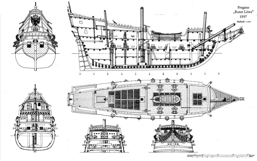Галеон 17 века в разрезе