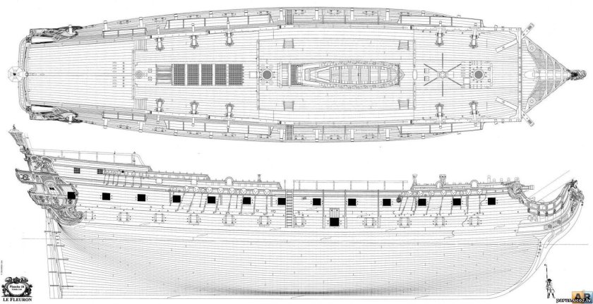 Парусный корабль le fleuron 1729