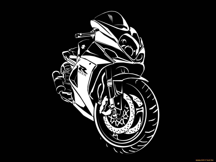 Мотоцикл черно белый