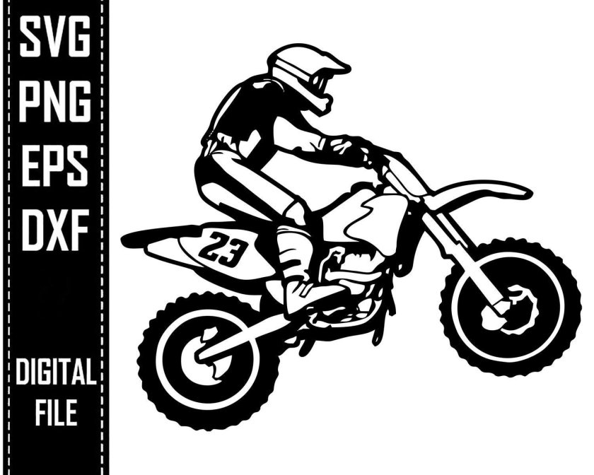 Мотоцикл кроссовый вектор чб