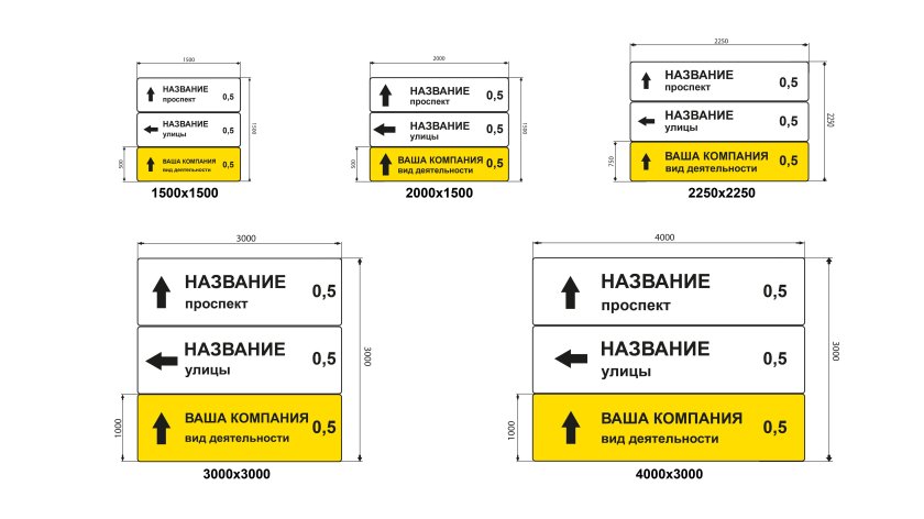 Указатель направления 6.10.1 типоразмер