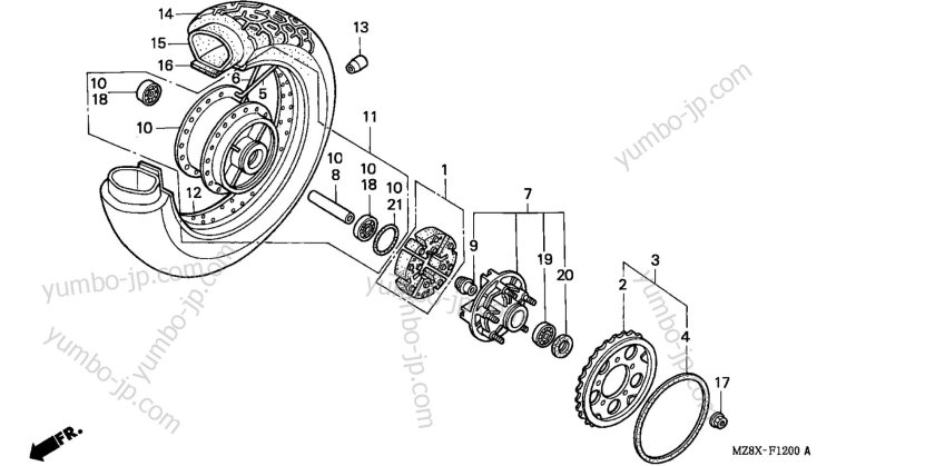Заднее колесо Honda Shadow