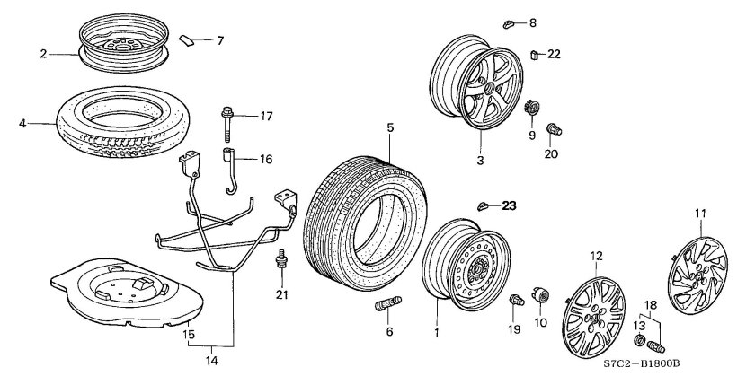 Honda Stream rn1 схема задних тормозов