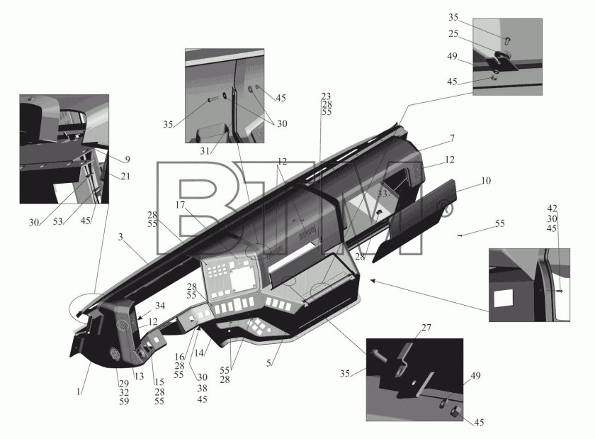 Панель торпеды МАЗ 6430
