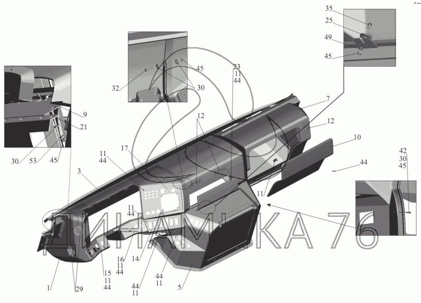 Крышка панели приборов МАЗ 5440