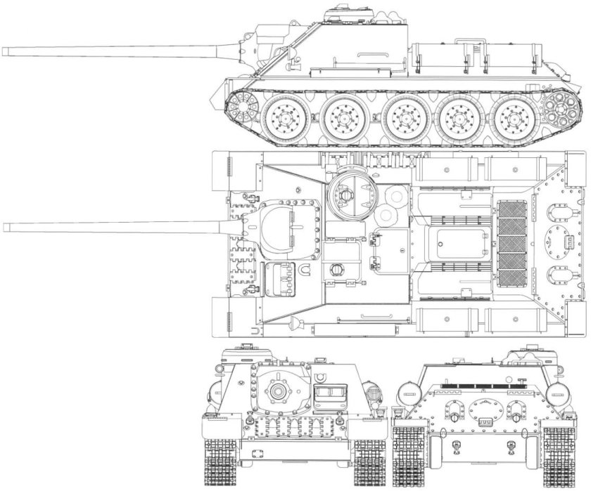 Чертёж танка Су 85