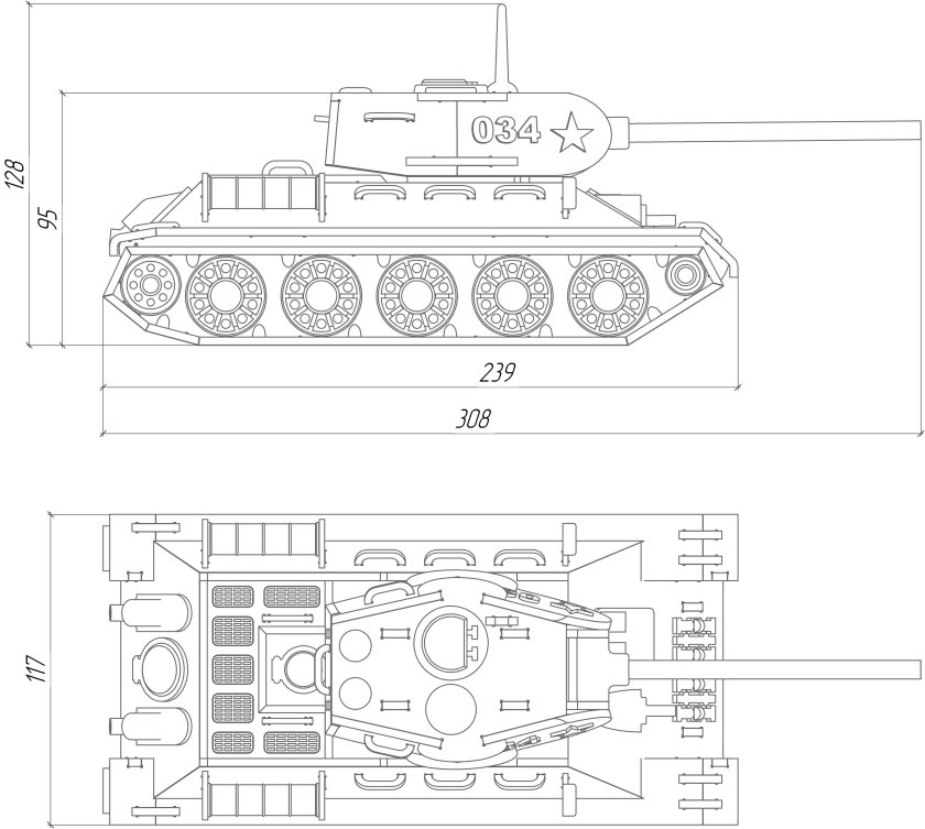 Чертёж танка т-34