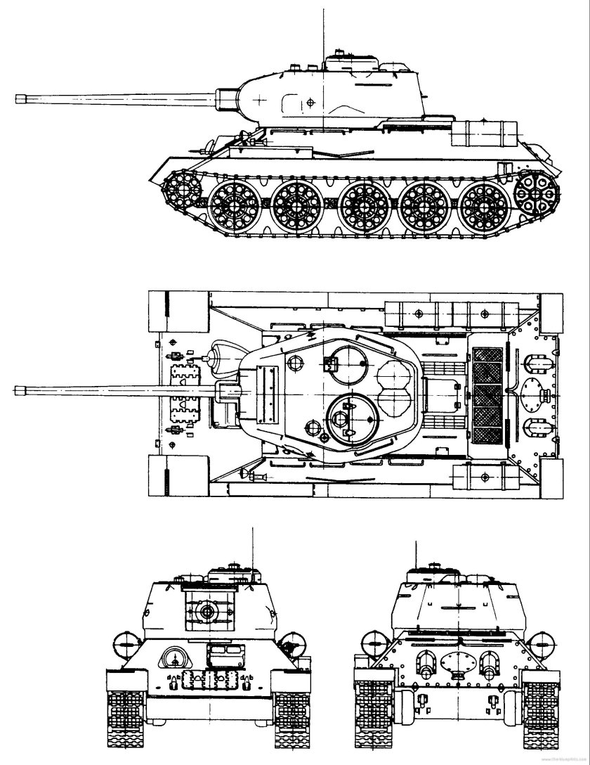 Чертёж танка т-34-85