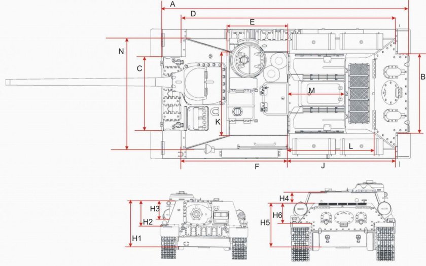 Чертёж танка Су 85