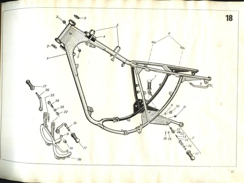 Чертеж рамы мотоцикла ИЖ Юпитер 5