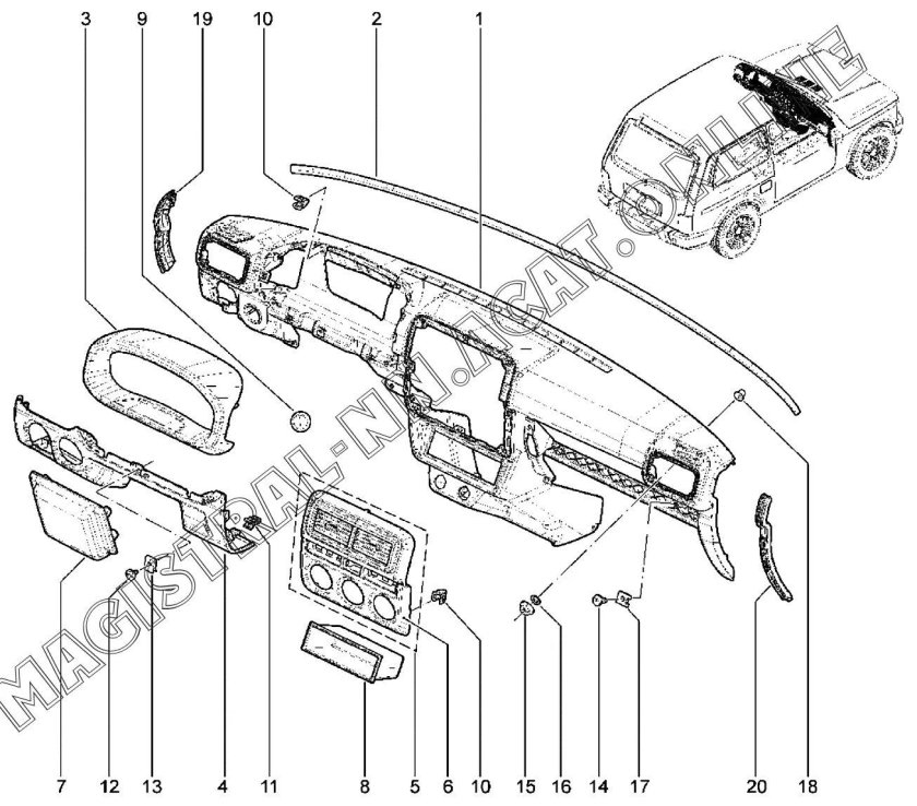 Облицовка щитка приборов Нива