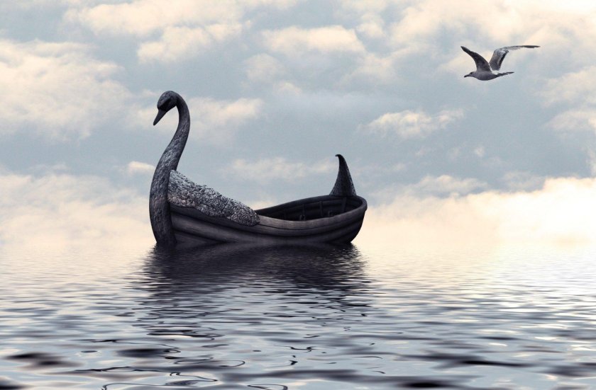 Лодка Ладья лебедь