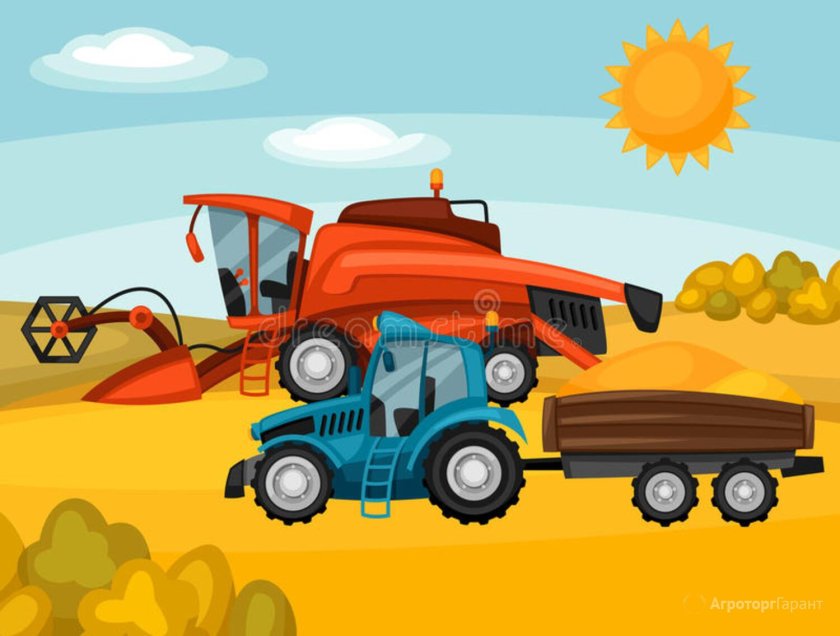 Комбайн в поле вектор