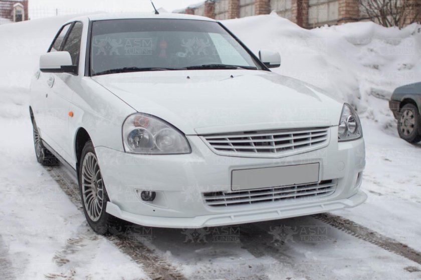 Юбка на передний бампер Приора 2