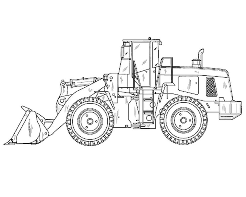 Раскраска фронтальный погрузчик