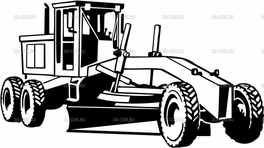 Автогрейдер ДЗ-98 силуэт вид сбоку