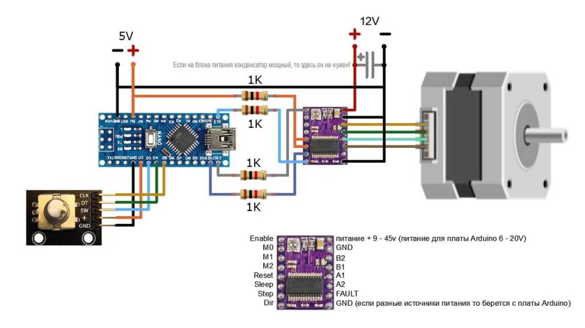 Схема соединения шагового электродвигателя