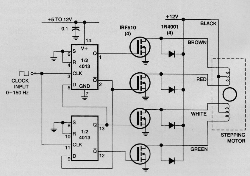 Схема подключения шагового двигателя с реверсом