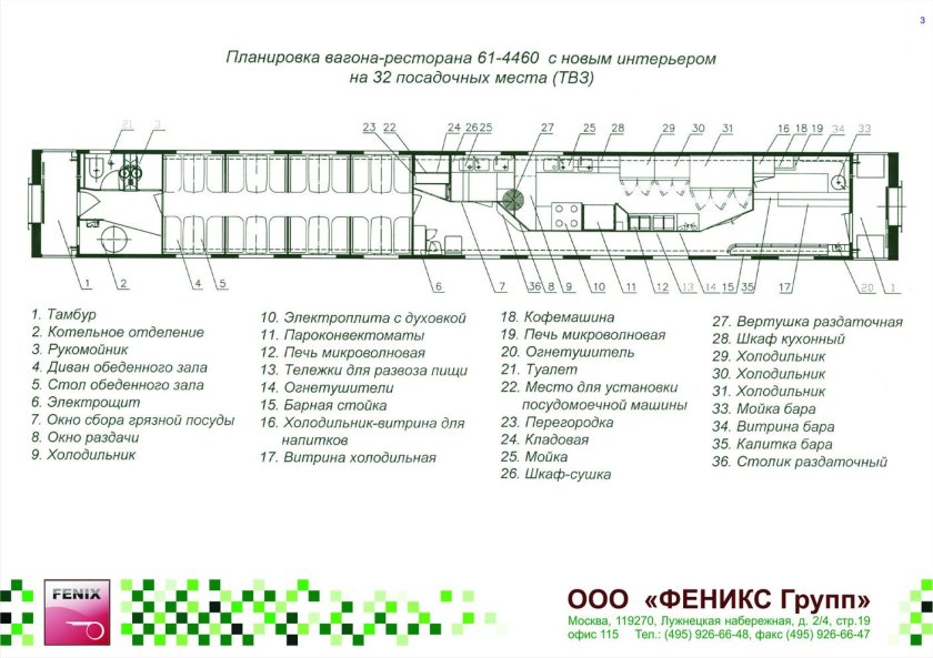 Планировка вагона модели 61-4460