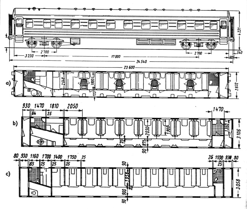 Чертёж вагона РЖД купе