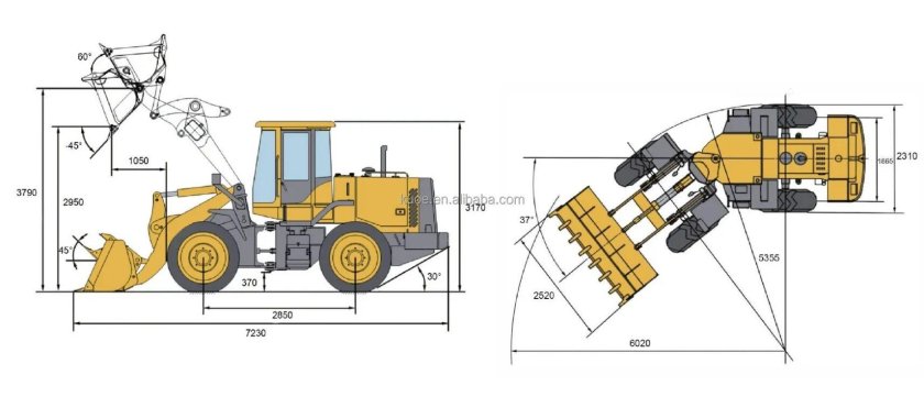 Габариты фронтального погрузчика SDLG 936