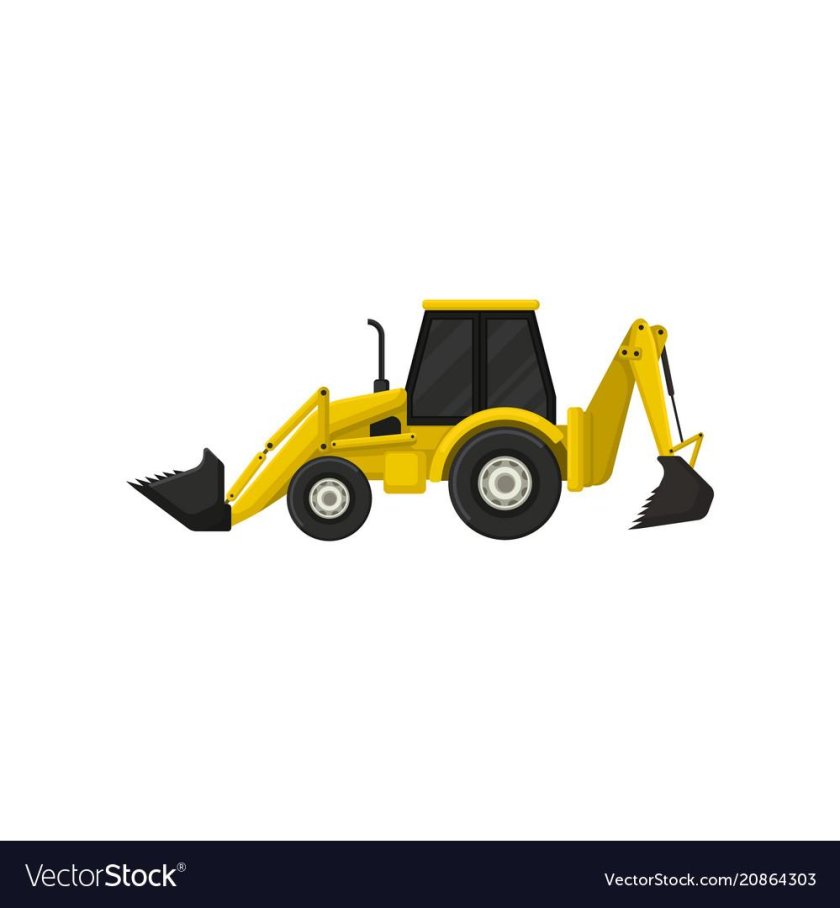 Желтый трактор JCB С ковшом