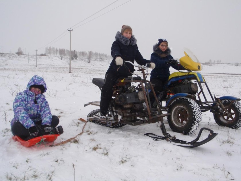 Самодельный детский снегоход