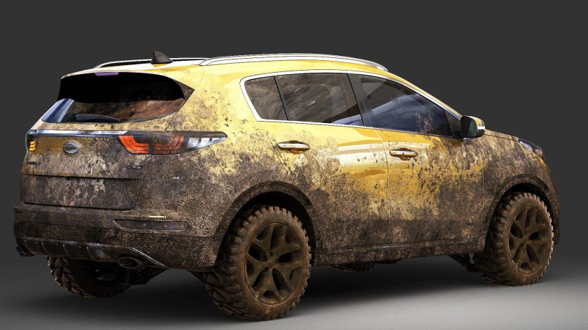 На половину грязная машина