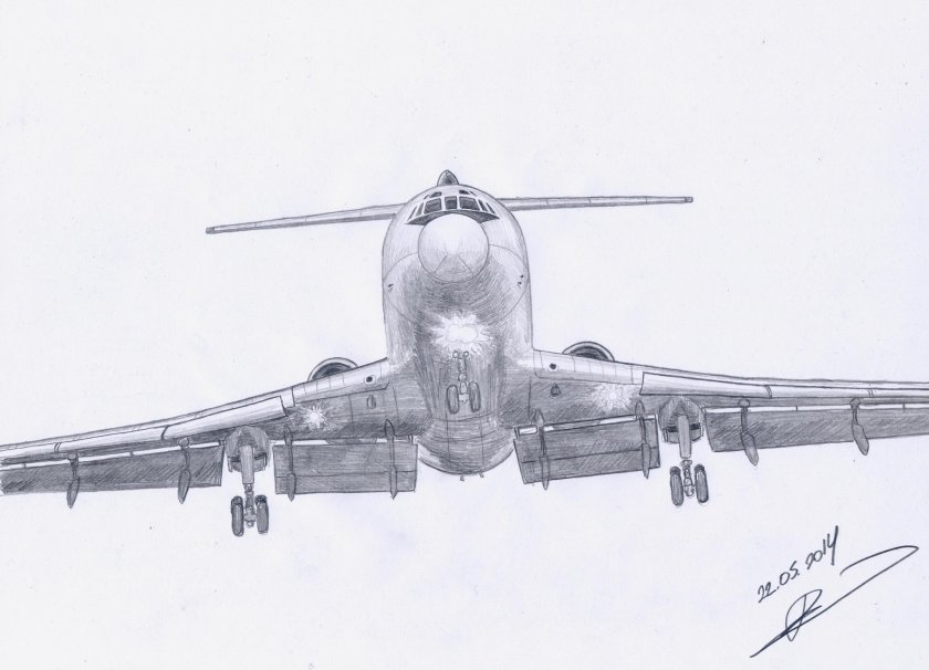 Ту 154 рисунок карандашом