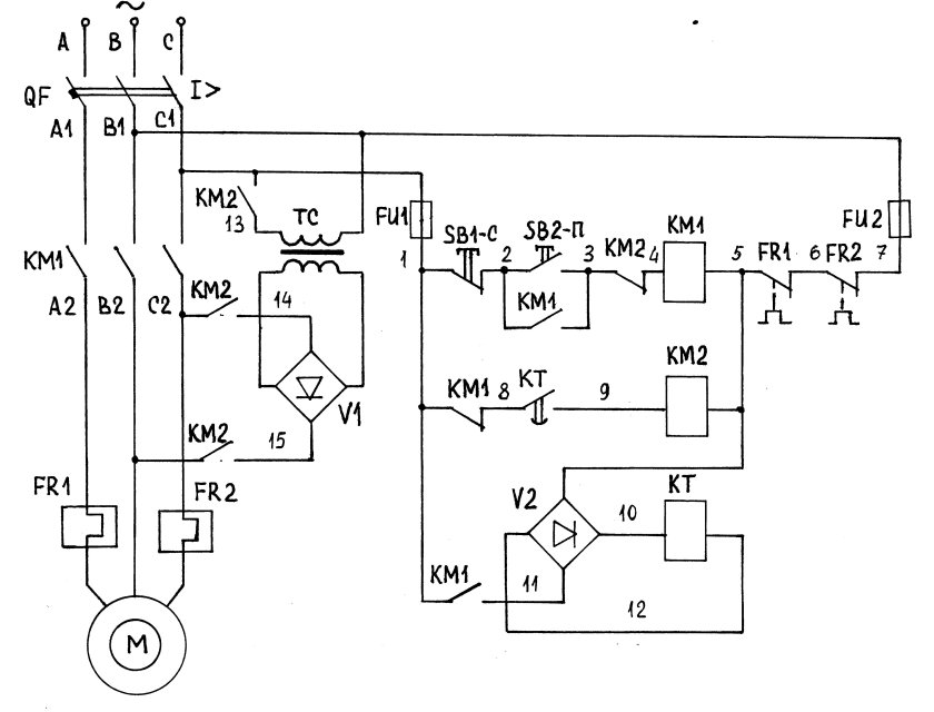 Электрическая схема включения двигателя