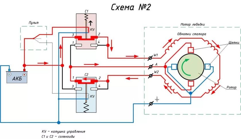 Схема подключения лебедки Винч 12000