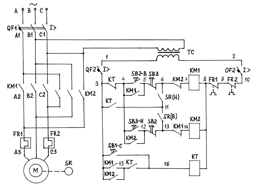 Схема реверса асинхронного двигателя