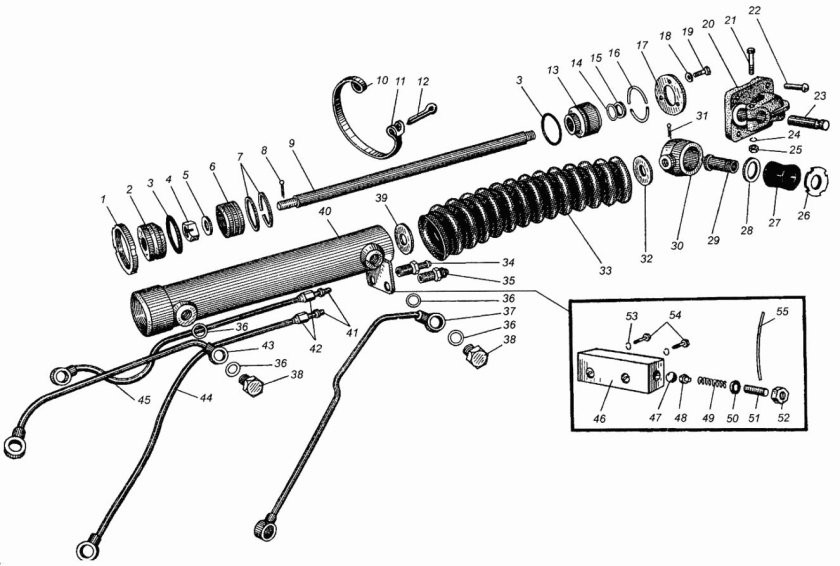 Силовой цилиндр ГУР МАЗ 500