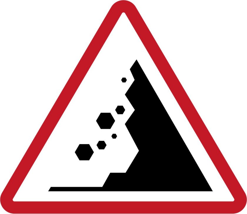 Дорожный знак камнепад