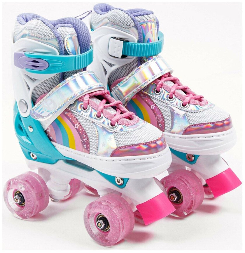 Голубые ролики четырехколёсные