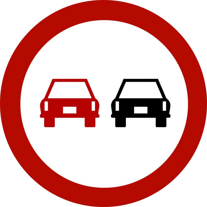 Обгон запрещен дорожный знак