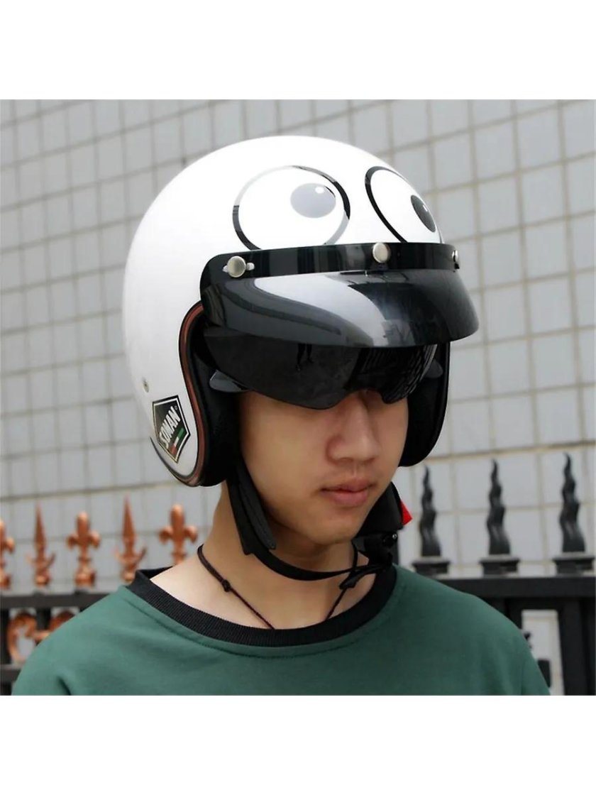 Шлем ретро ребристый тканевый с очками