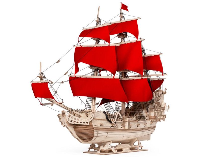 Сборная модель из дерева lemmo корабль с парусами